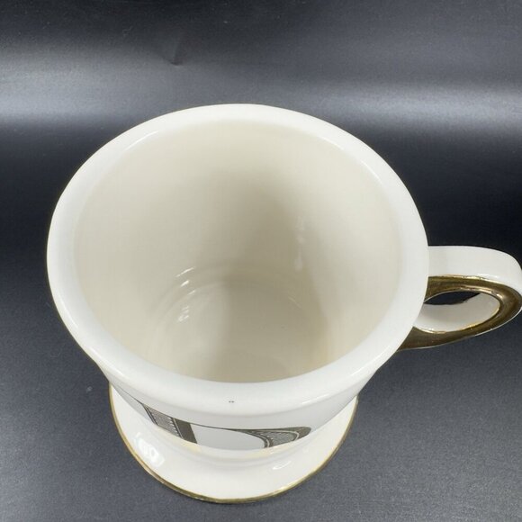 Anthropologie Gold Trim MONOGRAM 14oz Coffee Mug Cup Letter Initial D W Sticker - Picture 8 of 11